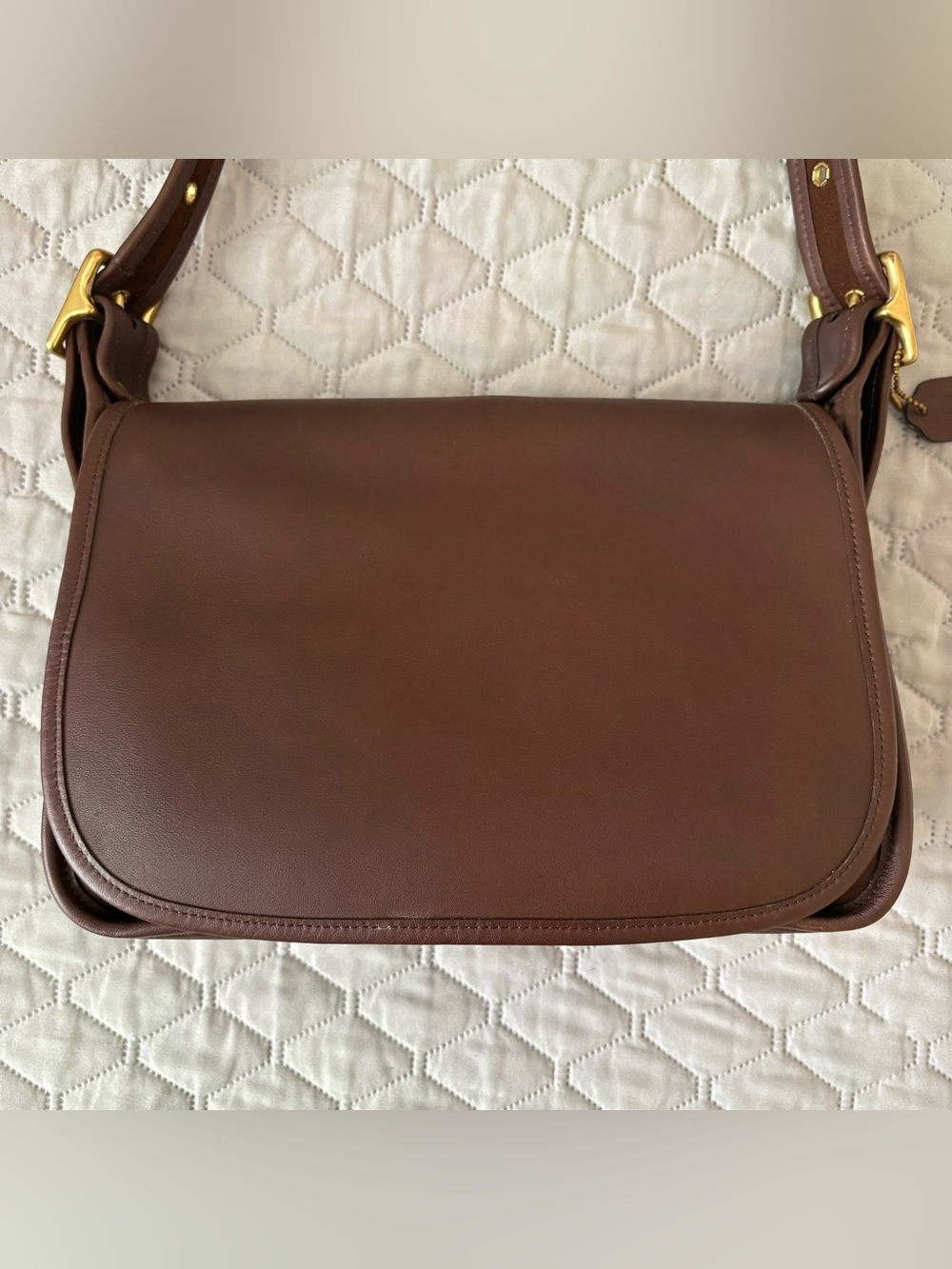 Vintage Coach Patricia’s Legacy Dark Brown Leather Saddle Shoulder Bag Crossbody - Picture 2 of 12